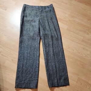 NWT JNY 100% Linen Black Beige Straight Pants Women's Size 10